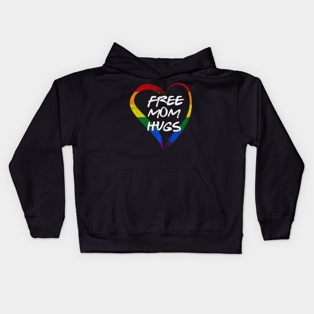 free mom hugs lgbt pride rainbow heart Kids Hoodie by Ffree Dad hugs shirt for pride month LGBT